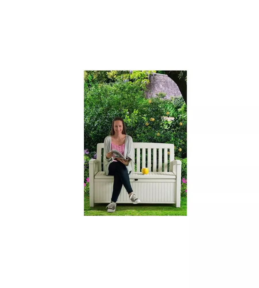 CASSAPANCA KETER "PATIO STORAGE BENCH" IN RESINA BIANCO, 132X61,2X89 CM